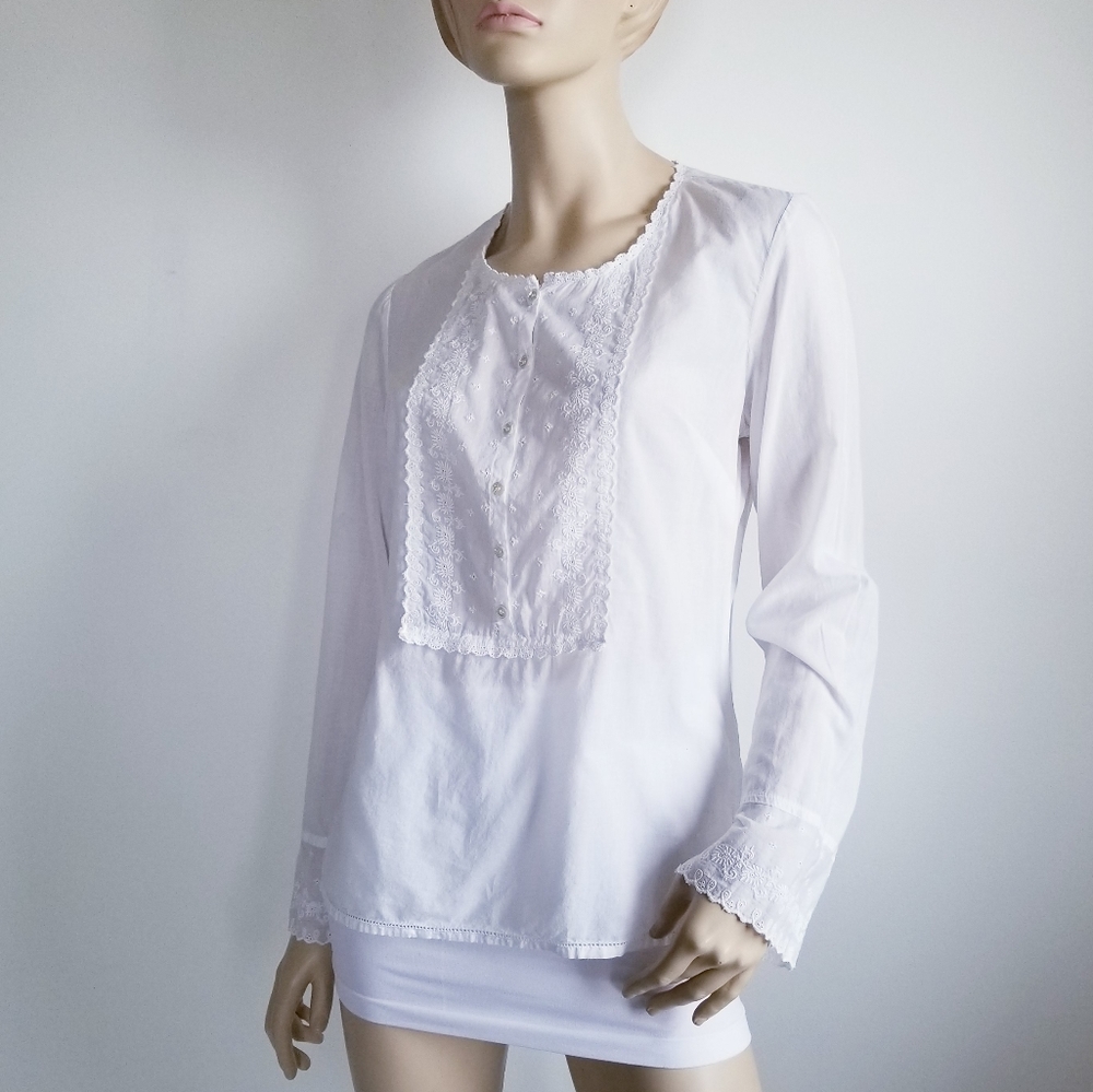Lucky Brand white cotton peasant top